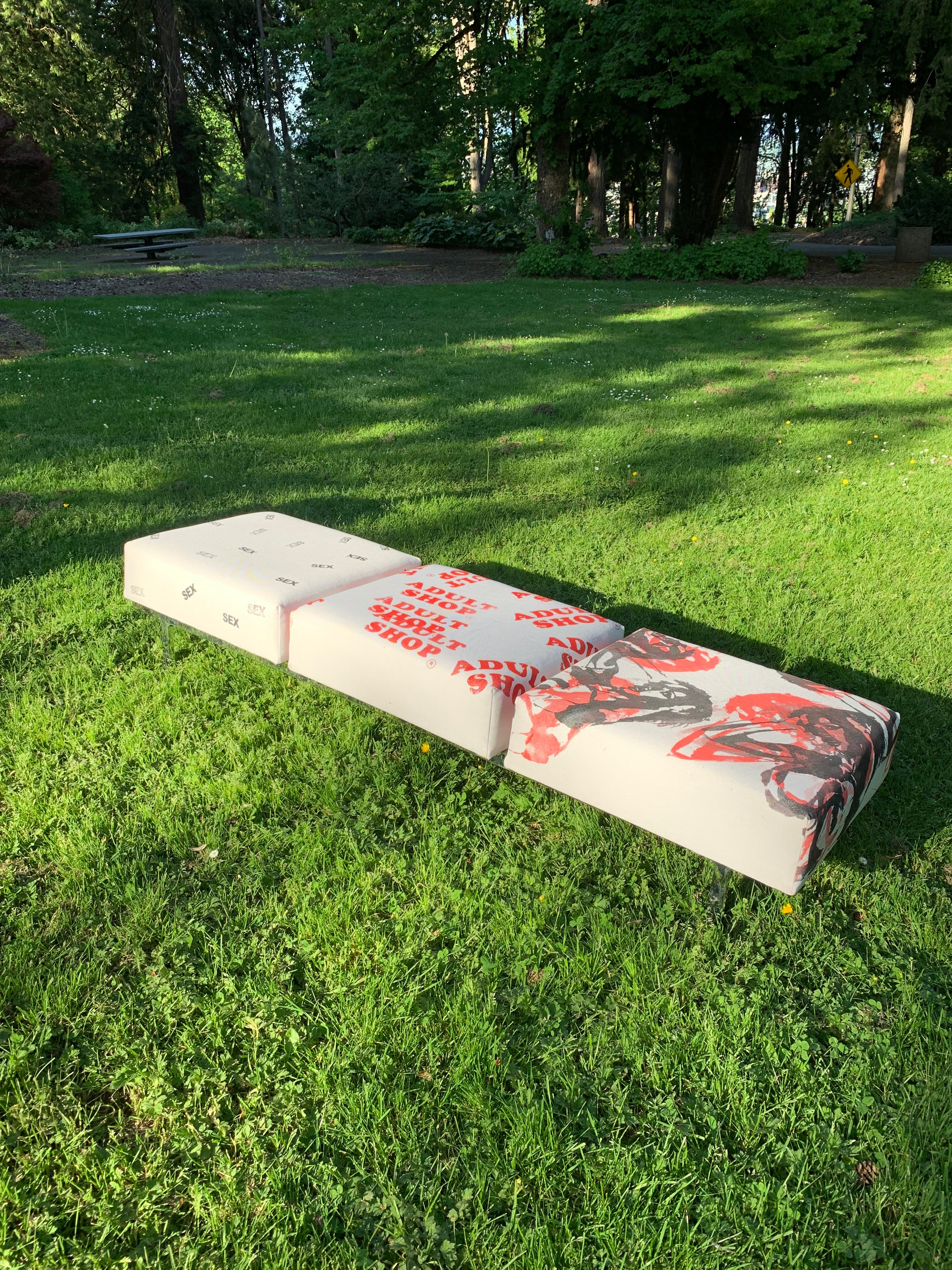 Contemporary 3-Seat Bench with Stainless Frame